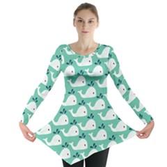 Whale Sea Blue Long Sleeve Tunic  by Dutashop