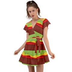 Cake Cute Burger Flutter Sleeve Wrap Dress by Dutashop