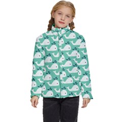 Whale Sea Blue Kids  Puffer Bubble Jacket Coat by Dutashop