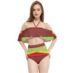 Cake Cute Burger Halter Flowy Bikini Set  by Dutashop