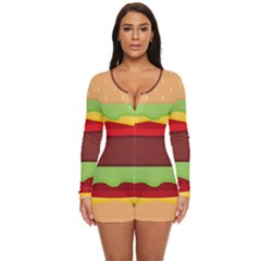 Cake Cute Burger Long Sleeve Boyleg Swimsuit by Dutashop