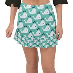 Whale Sea Blue Fishtail Mini Chiffon Skirt by Dutashop