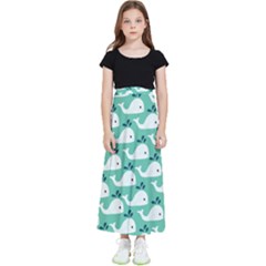 Whale Sea Blue Kids  Flared Maxi Skirt by Dutashop