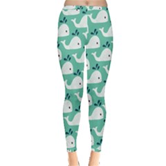 Whale Sea Blue Inside Out Leggings by Dutashop