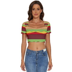 Cake Cute Burger Short Sleeve Square Neckline Crop Top 