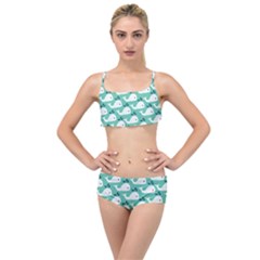 Whale Sea Blue Layered Top Bikini Set by Dutashop