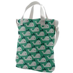 Whale Sea Blue Canvas Messenger Bag by Dutashop