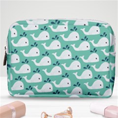 Whale Sea Blue Make Up Pouch (medium)