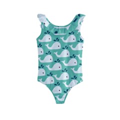 Whale Sea Blue Kids  Frill Swimsuit by Dutashop