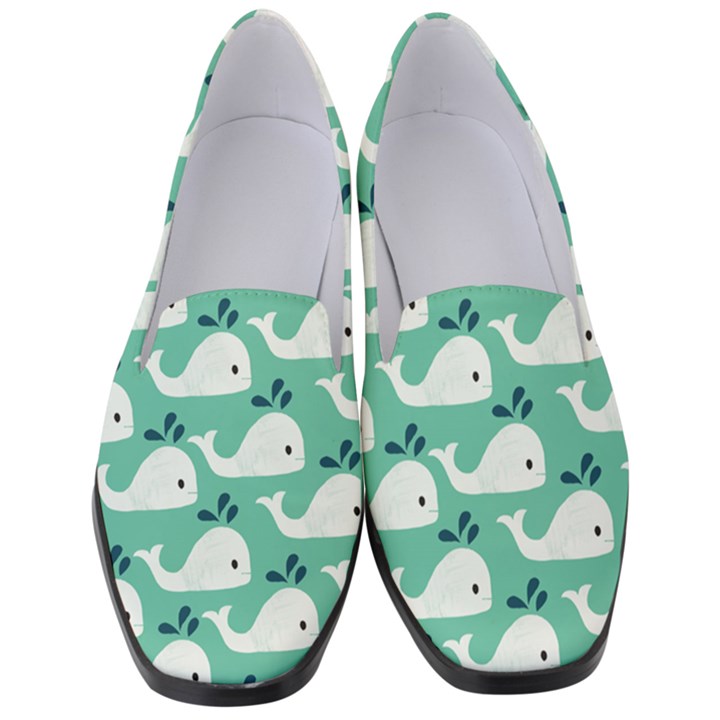 Whale Sea Blue Women s Classic Loafer Heels