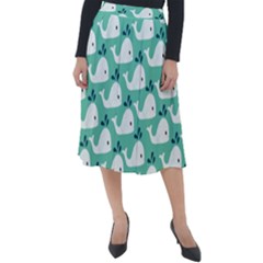 Whale Sea Blue Classic Velour Midi Skirt  by Dutashop