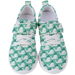 Whale Sea Blue Women s Velcro Strap Shoes by Dutashop