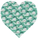 Whale Sea Blue Wooden Puzzle Heart View1