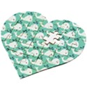 Whale Sea Blue Wooden Puzzle Heart View2