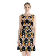 Cute Panda Sleeveless Waist Tie Chiffon Dress by Dutashop