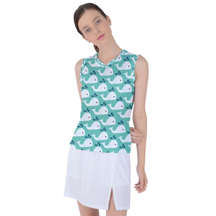 Whale Sea Blue Women s Sleeveless Sports Top