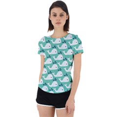 Whale Sea Blue Back Cut Out Sport T-shirt