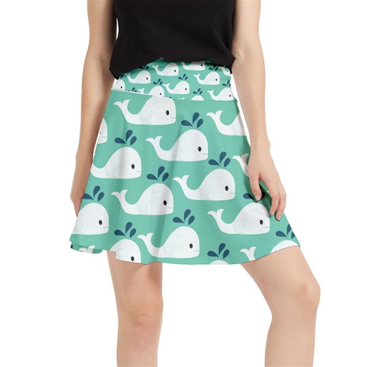 Whale Sea Blue Waistband Skirt