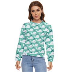 Whale Sea Blue Women s Long Sleeve Raglan T-shirt