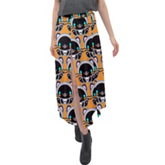 Cute Panda Velour Split Maxi Skirt