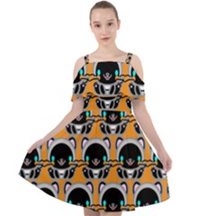 Cute Panda Cut Out Shoulders Chiffon Dress