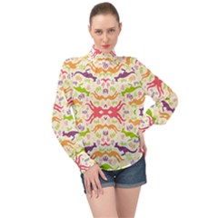 Kangaroo High Neck Long Sleeve Chiffon Top by Dutashop