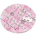 Animals Elephant Pink Cute Wooden Puzzle Round View2