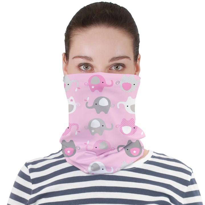 Animals Elephant Pink Cute Face Seamless Bandana (Adult)