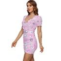 Animals Elephant Pink Cute Low Cut Cap Sleeve Mini Dress View2