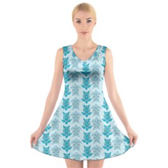 Sea Turtle Sea Animal V-neck Sleeveless Dress by Dutashop