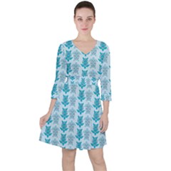 Sea Turtle Sea Animal Quarter Sleeve Ruffle Waist Dress by Dutashop