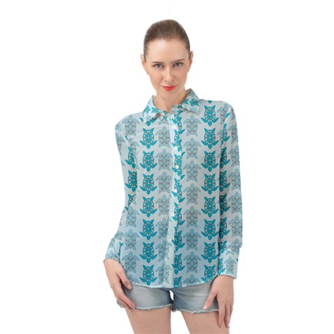 Sea Turtle Sea Animal Long Sleeve Chiffon Shirt by Dutashop