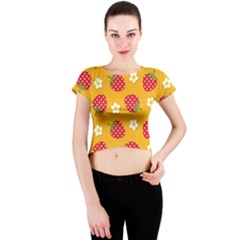 Strawberry Crew Neck Crop Top by Dutashop