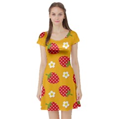 Strawberry Short Sleeve Skater Dress by Dutashop