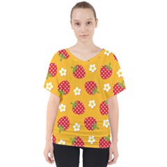 Strawberry V-neck Dolman Drape Top by Dutashop