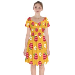 Strawberry Short Sleeve Bardot Dress