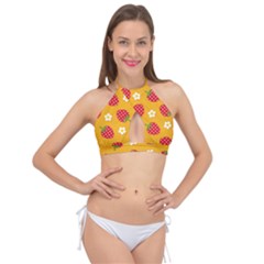 Strawberry Cross Front Halter Bikini Top by Dutashop