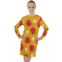 Strawberry Long Sleeve Hoodie Dress by Dutashop