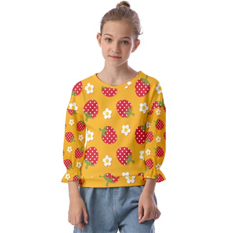 Strawberry Kids  Cuff Sleeve Top by Dutashop