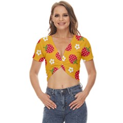 Strawberry Twist Front Crop Top by Dutashop