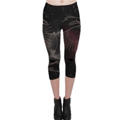 Universal Balance Moon Abstract Star Sun Universe Capri Leggings  by Modalart