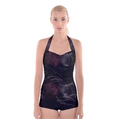 Universal Balance Moon Abstract Star Sun Universe Boyleg Halter Swimsuit  by Modalart