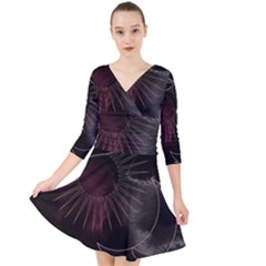 Universal Balance Moon Abstract Star Sun Universe Quarter Sleeve Front Wrap Dress by Modalart