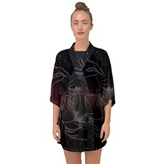 Universal Balance Moon Abstract Star Sun Universe Half Sleeve Chiffon Kimono by Modalart