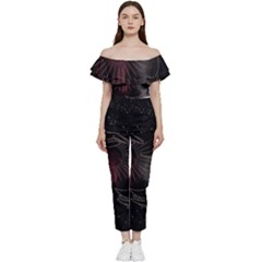 Universal Balance Moon Abstract Star Sun Universe Bardot Ruffle Jumpsuit by Modalart