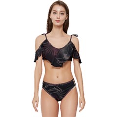 Universal Balance Moon Abstract Star Sun Universe Ruffle Edge Tie Up Bikini Set	 by Modalart