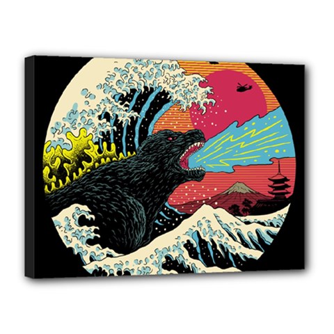 Retro Wave Kaiju Godzilla Japanese Pop Art Style Canvas 16  X 12  (stretched) by Modalart