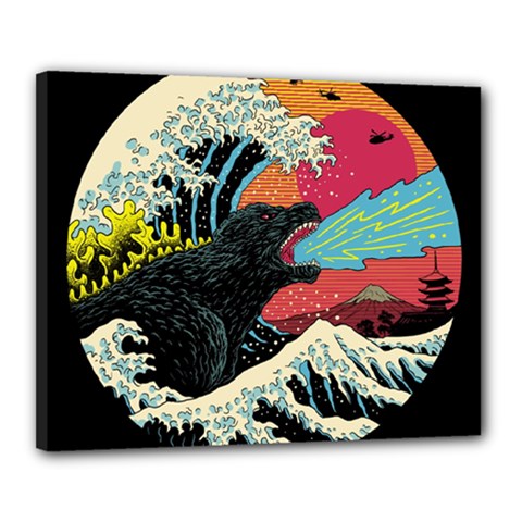 Retro Wave Kaiju Godzilla Japanese Pop Art Style Canvas 20  X 16  (stretched) by Modalart