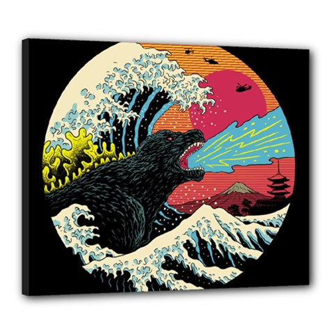 Retro Wave Kaiju Godzilla Japanese Pop Art Style Canvas 24  X 20  (stretched) by Modalart