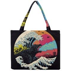 Retro Wave Kaiju Godzilla Japanese Pop Art Style Mini Tote Bag by Modalart